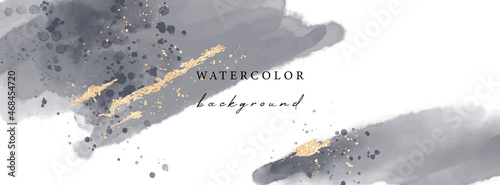 Vector watercolor universal background with gold glitter	