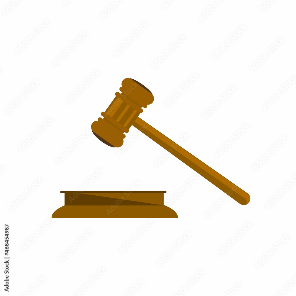 Judge Wood Hammer. Flat design, auction, judgment, vector Judge Wood Hammer. Flat design, auction, judgment, vector