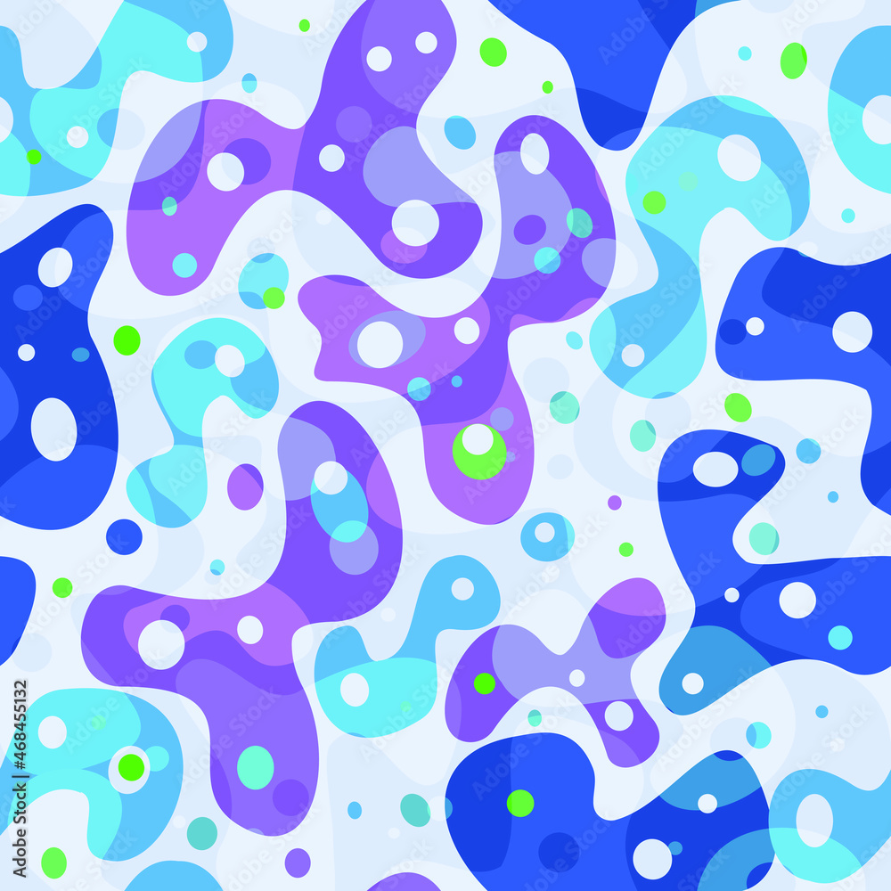 Bright pattern of crimson and orange spots and dots. Vector seamless pattern.