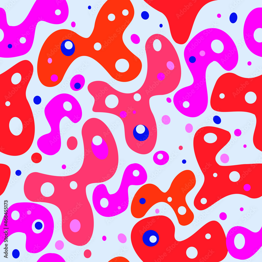 Bright pattern of crimson and orange spots and dots. Vector seamless pattern. Bright pattern of crimson and orange spots and dots. Vector seamless pattern.