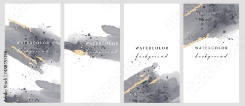 Set of vector universal backgrounds with watercolour shapes copy space for text. Design for social media, story, card, invitation, feed post.
