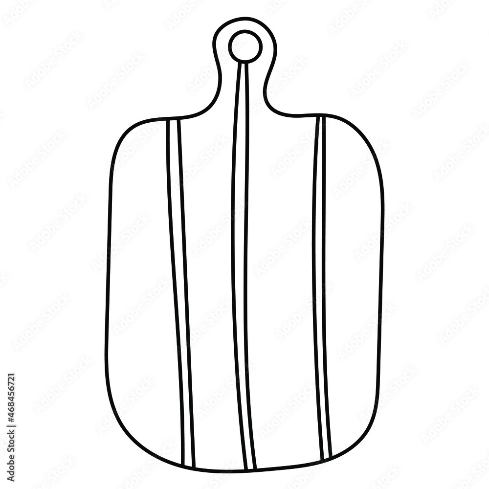Kitchen tools wood trencher for braed of meat outline simple minimalistic flat design vector icons illustration isolated on white background Kitchen tools wood trencher for braed of meat outline simple minimalistic flat design vector icons illustration isolated on white background