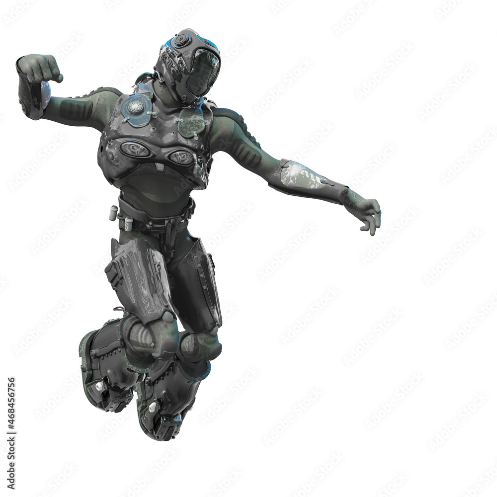 astronaut mech in exo suit exploring arround astronaut mech in exo suit exploring arround