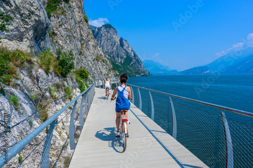 Valokuva "Ciclopista del Garda" - Bicycle road and foot path over Garda lake with beautif