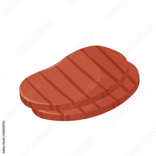 Beefsteak meat product, butchery food production vector illustration. Cartoon raw beef steak fresh portion for cooking, butcher shop or grocery store assortment isolated on white