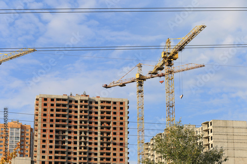 construction crane near the building