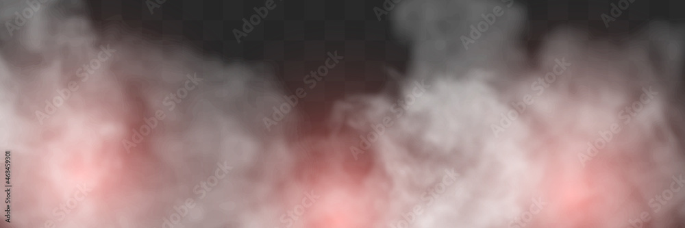 Fototapeta premium Fog or smoke isolated transparent special effect. White vector cloudiness, mist or smog background. Vector illustration