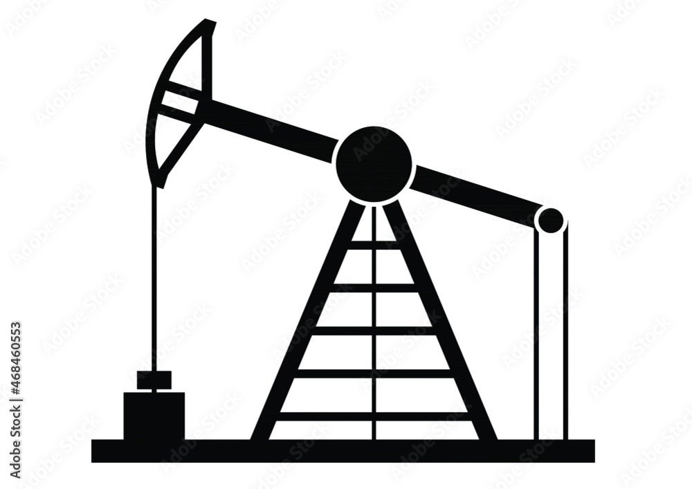 Vector editable drawing of an oil rig oil production. Oil mining