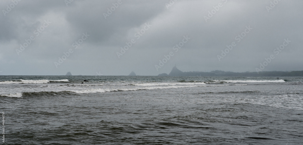 New Plymouth Taranaki Coast with Paritutu Rock and Ocean New Plymouth Taranaki Coast with Paritutu Rock and Ocean