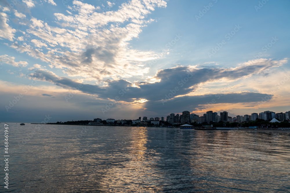 Caddebostan coast silhouette from the sea