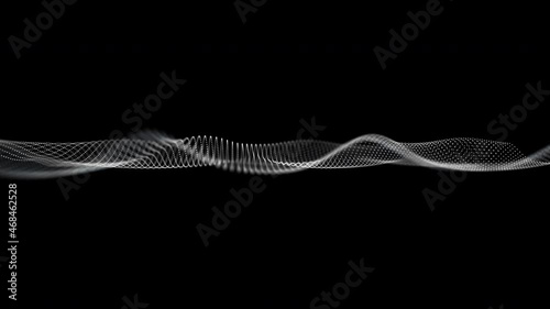 3D-Illustration of white particles moving in a wave pattern, seamless loop