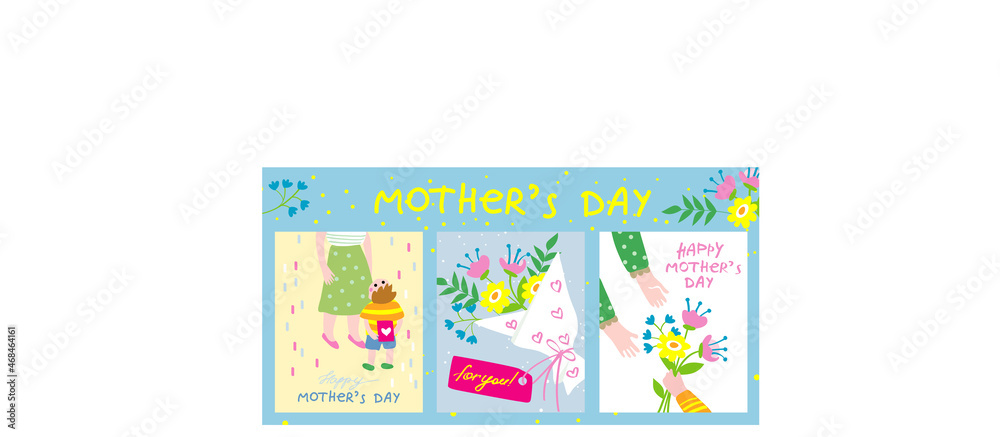 Mother's Day or International Women's Day on March 8 vector. Vector illustrations for the holiday. Greeting card with a bouquet of flowers.