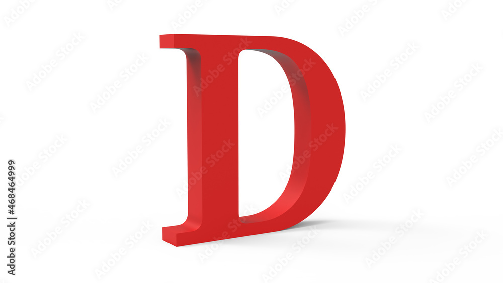 3d red letter D on a white isolated background. 3d red letter D on a white isolated background.
