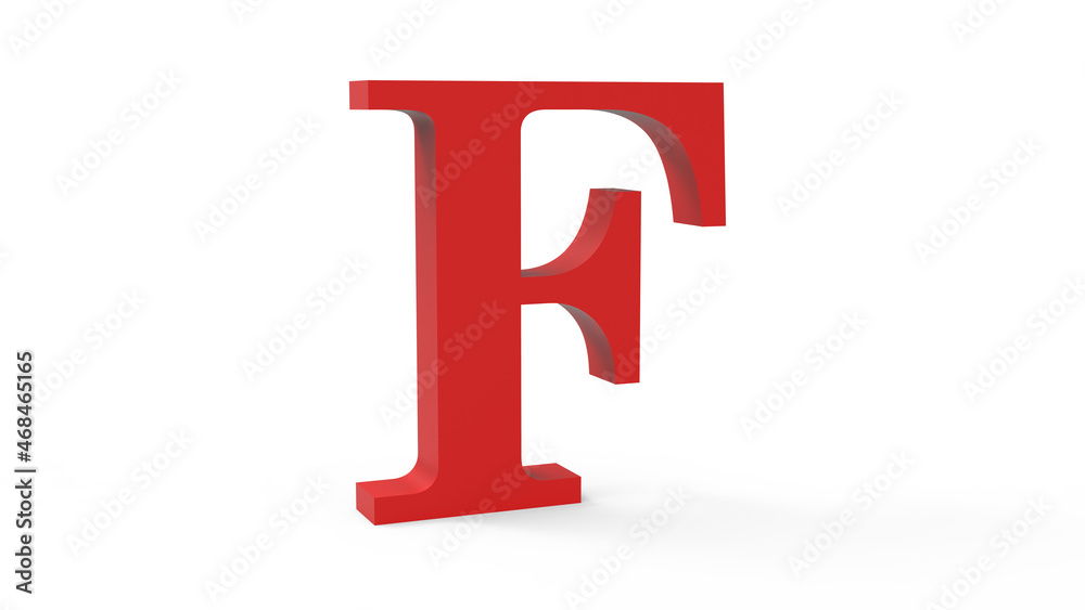 3d red letter F on a white isolated background. 3d red letter F on a white isolated background.