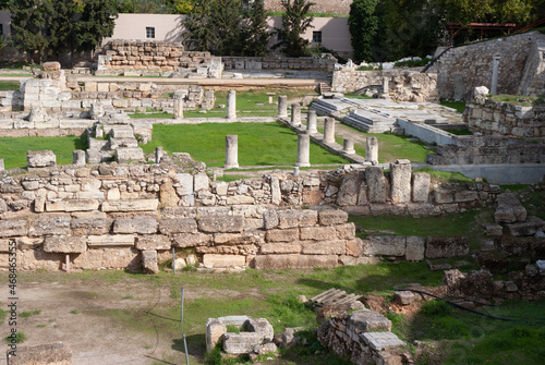 Ancient cemetery and ruins in Athens Greece