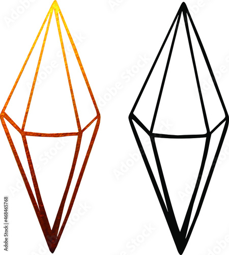 Golden linear crystal and peach, powder, gold brush strokes on a white backgroundъ