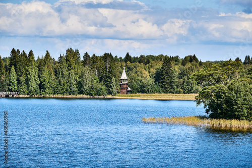 Russia. Lake Onega. B.Klimetsky Island. Chapel of the Icon of the Mother of God of the Sign in Korba photo