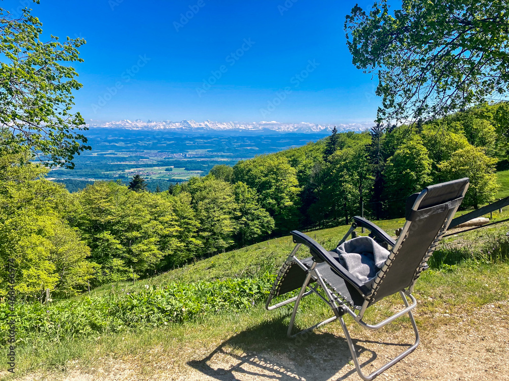 view from the swiss jura mountains to the beautiful panorama
