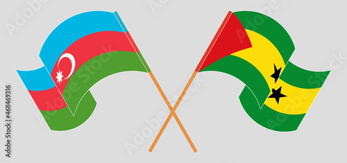 Crossed and waving flags of Azerbaijan and Sao Tome and Principe