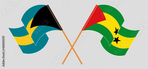 Crossed and waving flags of the Bahamas and Sao Tome and Principe