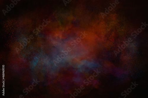 Abstract, worn, digitally painted vintage background in warm dark colors - brown, orange, black © zozzzzo