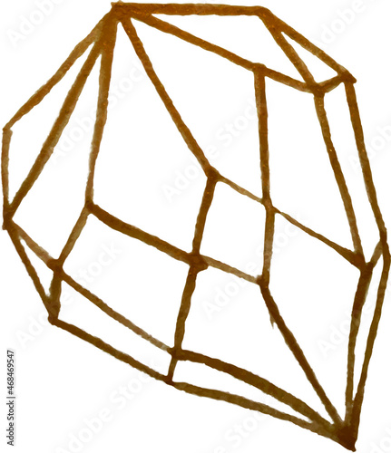 Golden linear crystal and peach, powder, gold brush strokes on a white backgroundъ