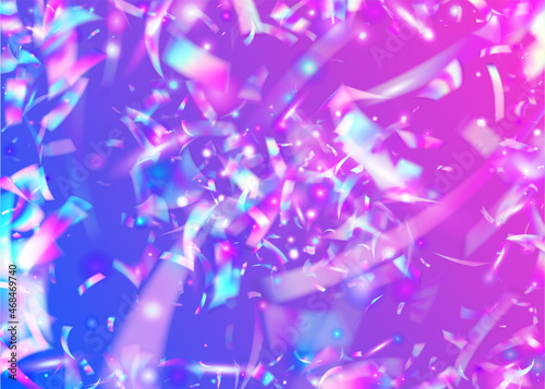 Neon Tinsel. Light Glitter. Iridescent Glare. Metal Element. Purple Laser Background. Blur Christmas Gradient. Fantasy Art. Digital Foil. Pink Neon Tinsel