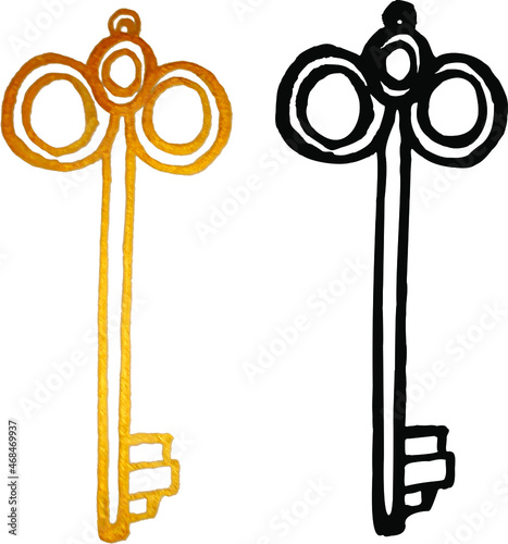 A vector illustration of a skeleton key to open any door. Skeleton Key Icon illustration. Vector vintage key for locking and unlocking doors.