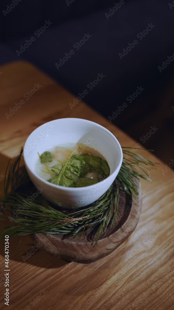 Vertical shooting of food on a rotating table, dessert Vertical shooting of food on a rotating table, dessert