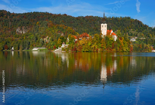 Autumn colours at Bled Lake, Slovenja, Europe