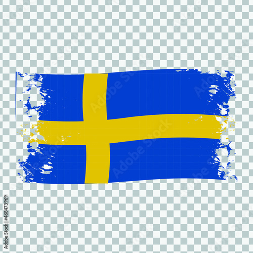 Sweden Flag Transparent With Watercolor Paint Brush
