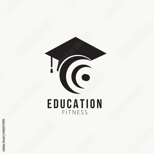 Modern logo combining a Toga Hat and a dumbbell in a seamless design
