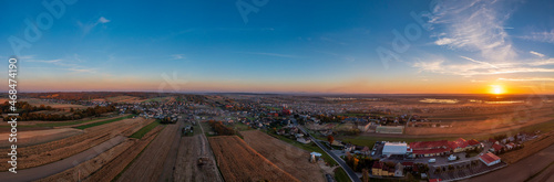 panoramic view of the village of Lubomia in Poland. Drone photography