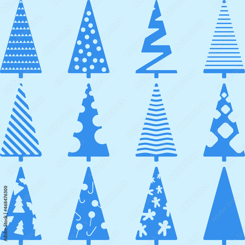 Vector Image Of A Set Of Different Patterned Christmas Trees
