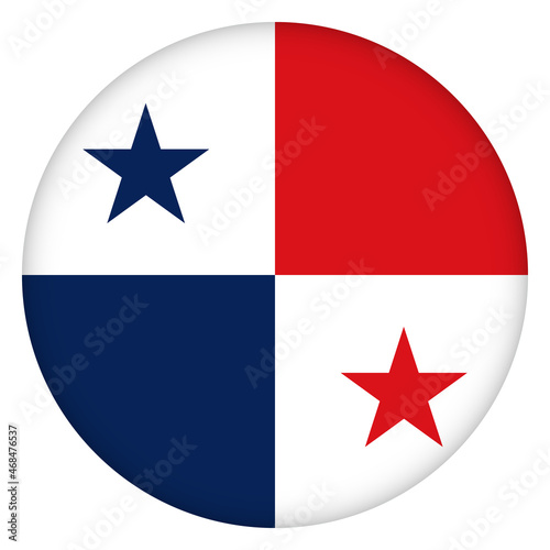 Glass light ball with flag of Panama. Round sphere, template icon. National symbol. Glossy realistic ball, 3D abstract vector illustration highlighted on a white background. Big bubble.