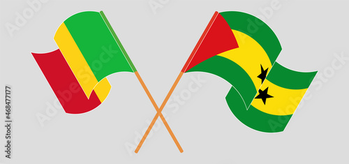 Crossed and waving flags of Mali and Sao Tome and Principe