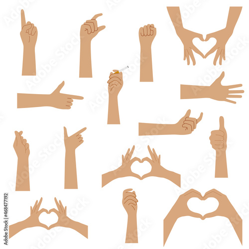 A set of hands depicting different gestures
