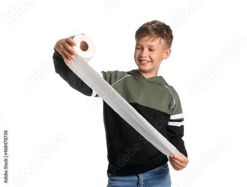 Little boy with toilet pape...