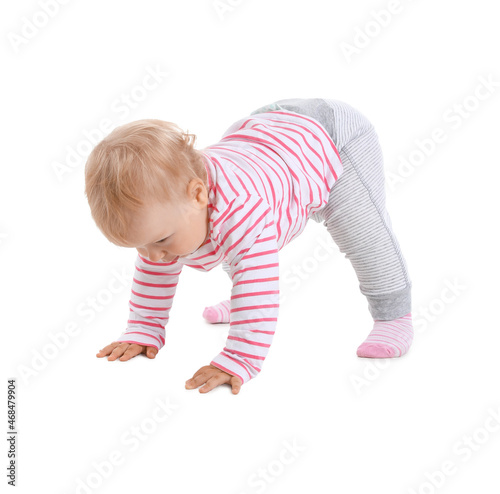 Cute baby girl learning to ...