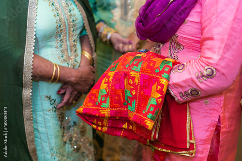 Indian pre wedding haldi ceremony ritual items close up