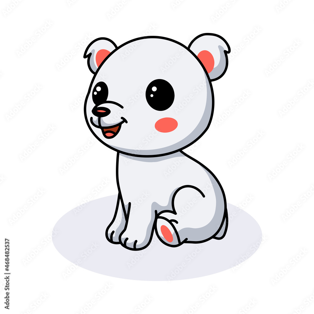 Cute little polar bear cartoon sitting Cute little polar bear cartoon sitting