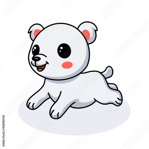 Fototapeta Naklejka Na Ścianę i Meble -  Cute little polar bear cartoon jumping