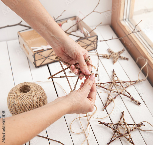 Christmas stars from branches and jute rope  Make stars with your own hands. Master Class.
