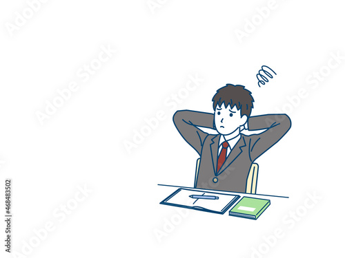 勉強がはかどらない学生　男の子　生徒　中高生　中学生　高校生　退屈　つまらない　