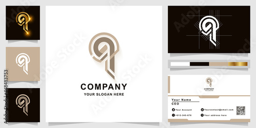 Letter q or qq monogram logo template with business card design