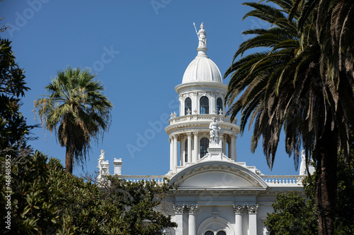 Daytime view of the historic courthouse, constructed in 1875, of Merced, California, USA.