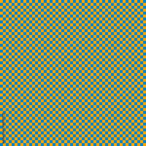 Checkerboard with very small squares. Blue and Orange colors of checkerboard. Chessboard  checkerboard texture. Squares pattern. Background.
