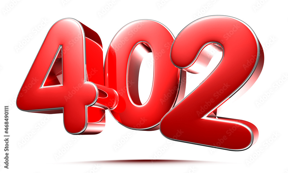 Rounded red numbers 402 on white background 3D illustration with clipping path. Rounded red numbers 402 on white background 3D illustration with clipping path.
