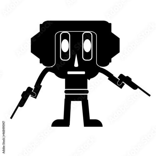 design cartoon robot android illustration concept