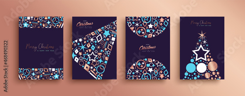 Christmas New Year copper decoration card set